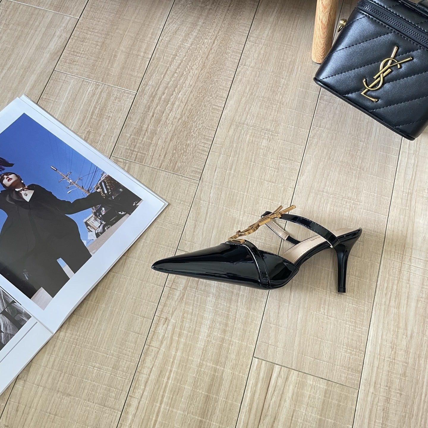 Saint Laurent Lambskin Leather Logo Sandals
