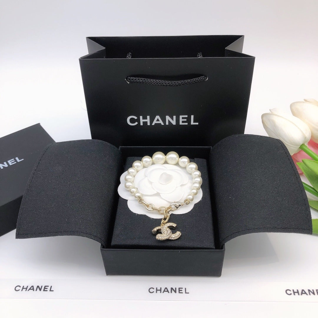 Chanel Brass Pearl Necklace