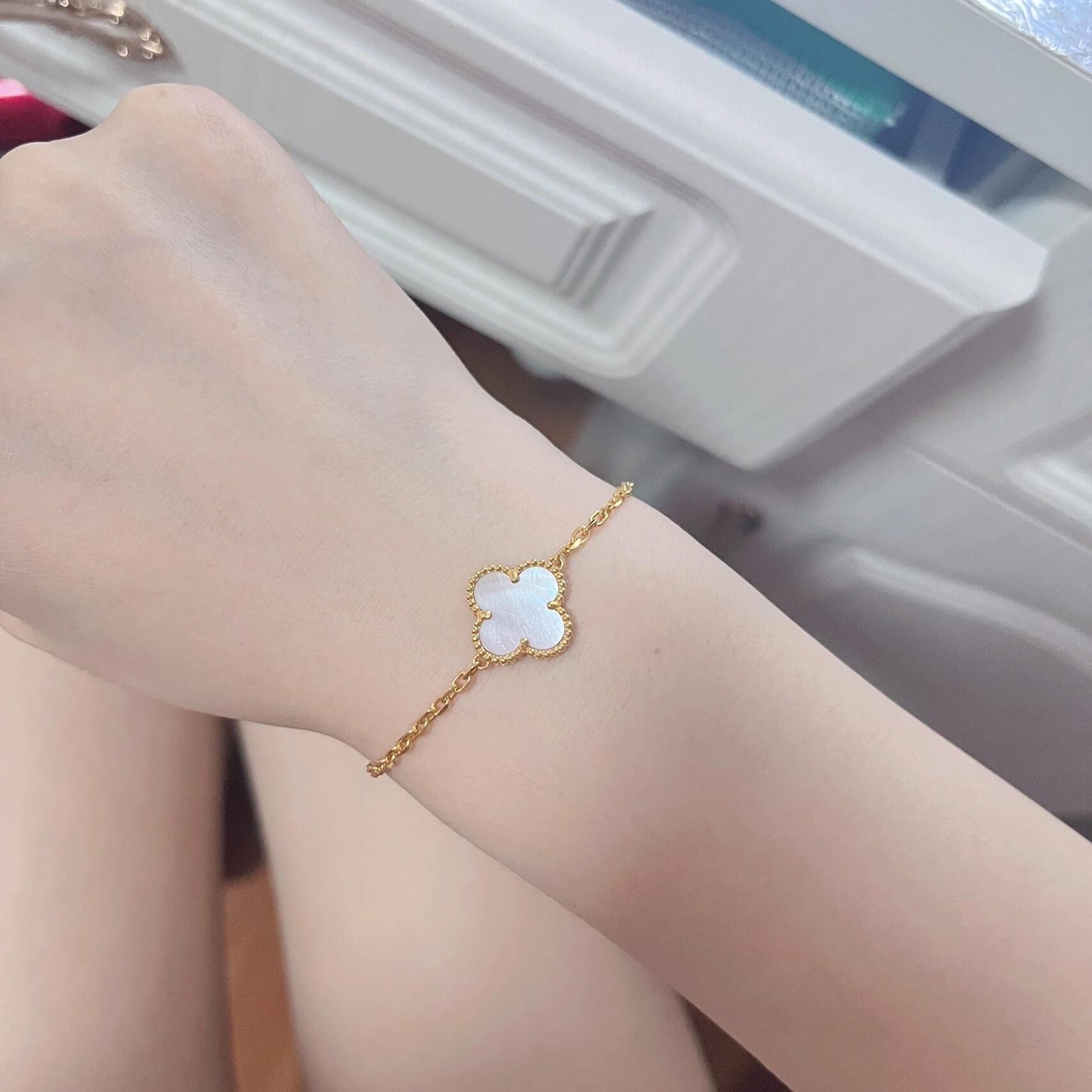 Van Cleef & Arpels Silver Brass Clover Bracelet