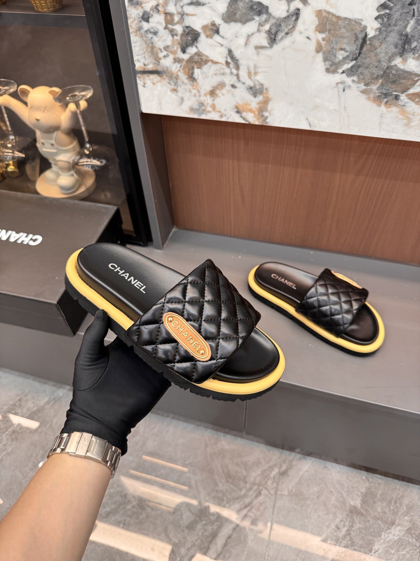 Chanel Lambskin Leather Slides