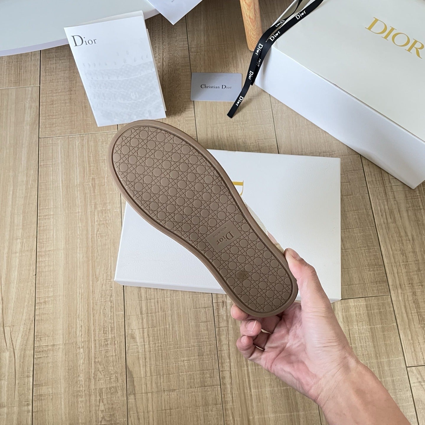Dior Leather Vintage-Finish Sneakers