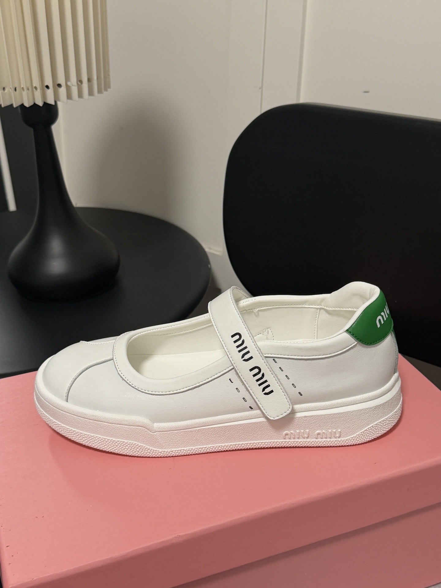 Miu Miu White Leather Logo Sneakers