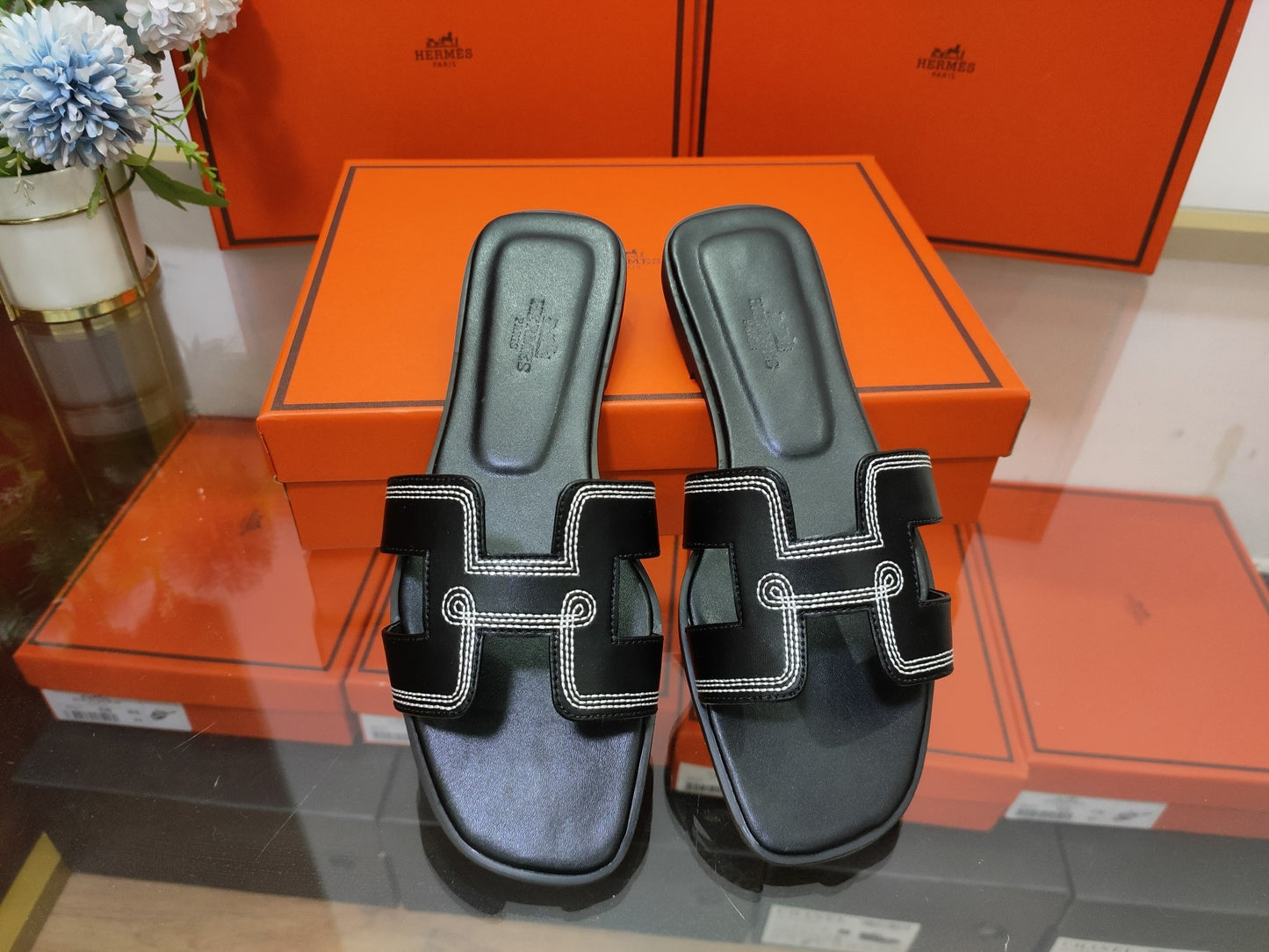 Hermes Leather Slides