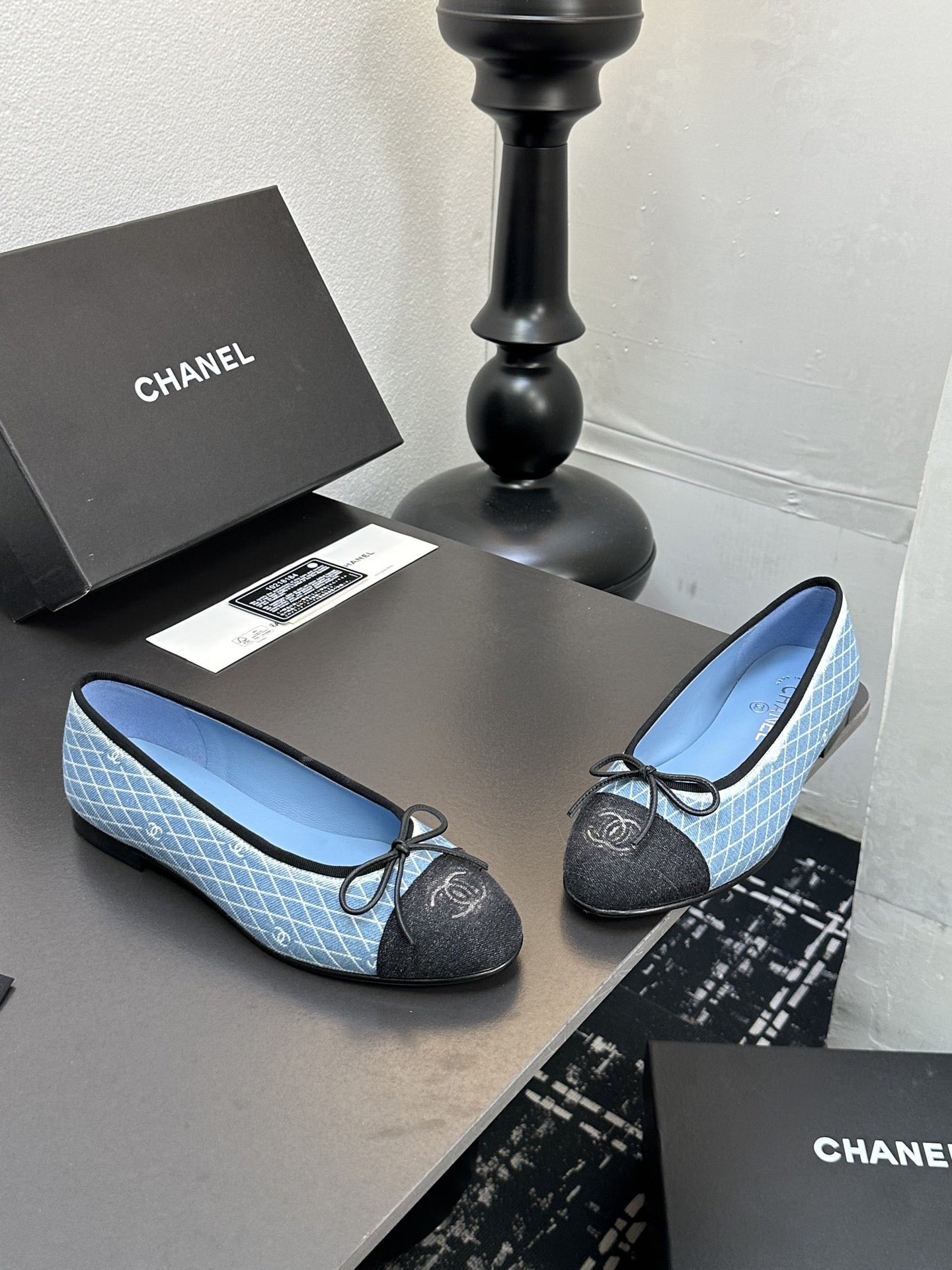 Chanel Lambskin Leather Bow Ballet Flats