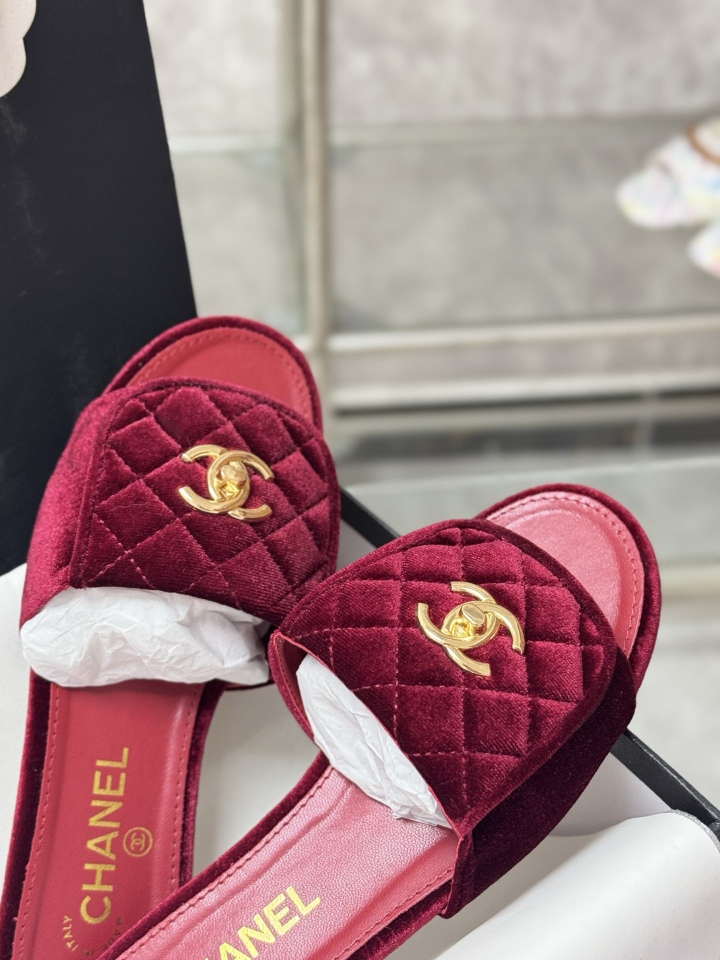 Chanel Lambskin Leather Slides