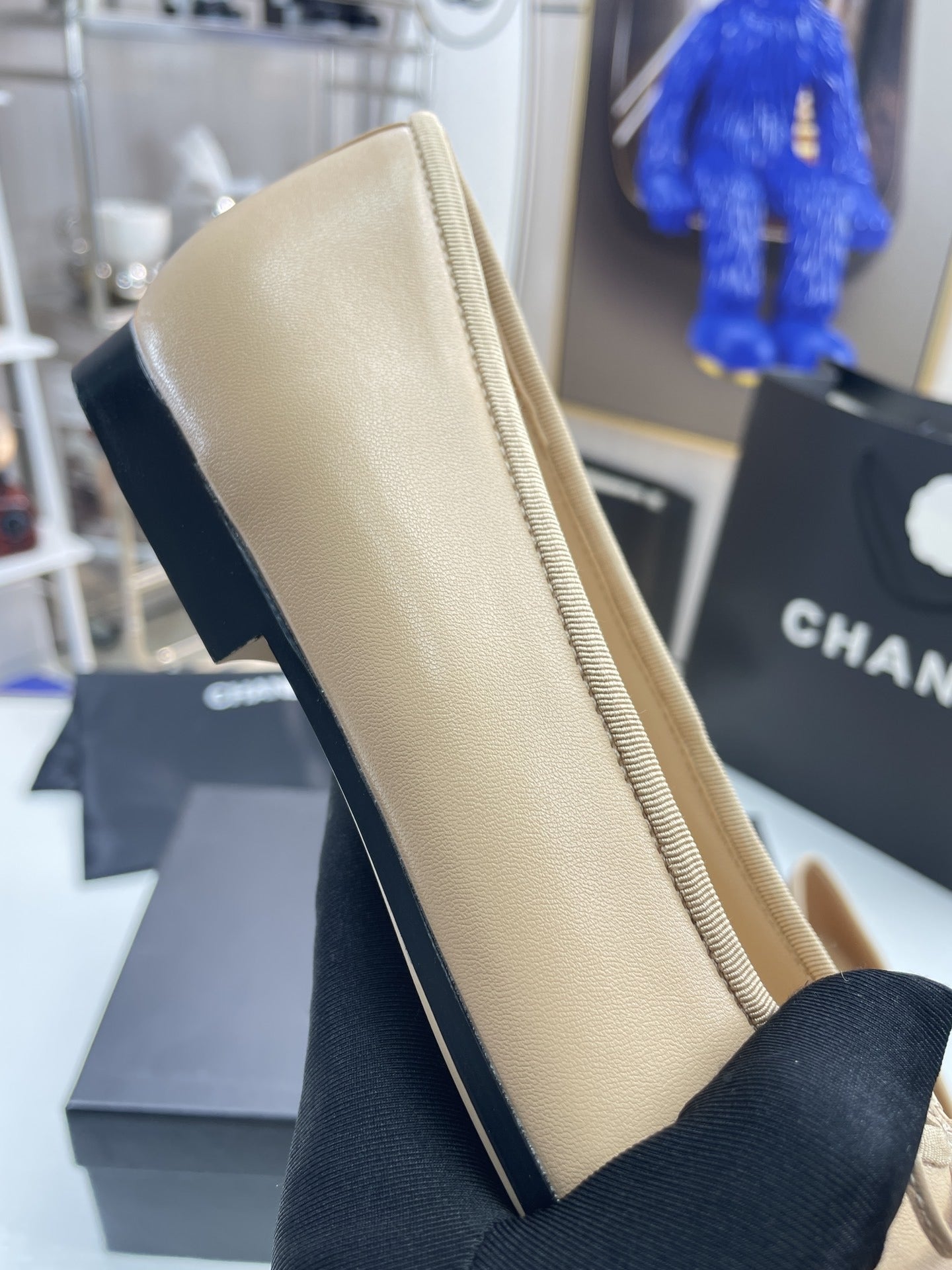 Chanel Lambskin Leather Bow Ballet Flats