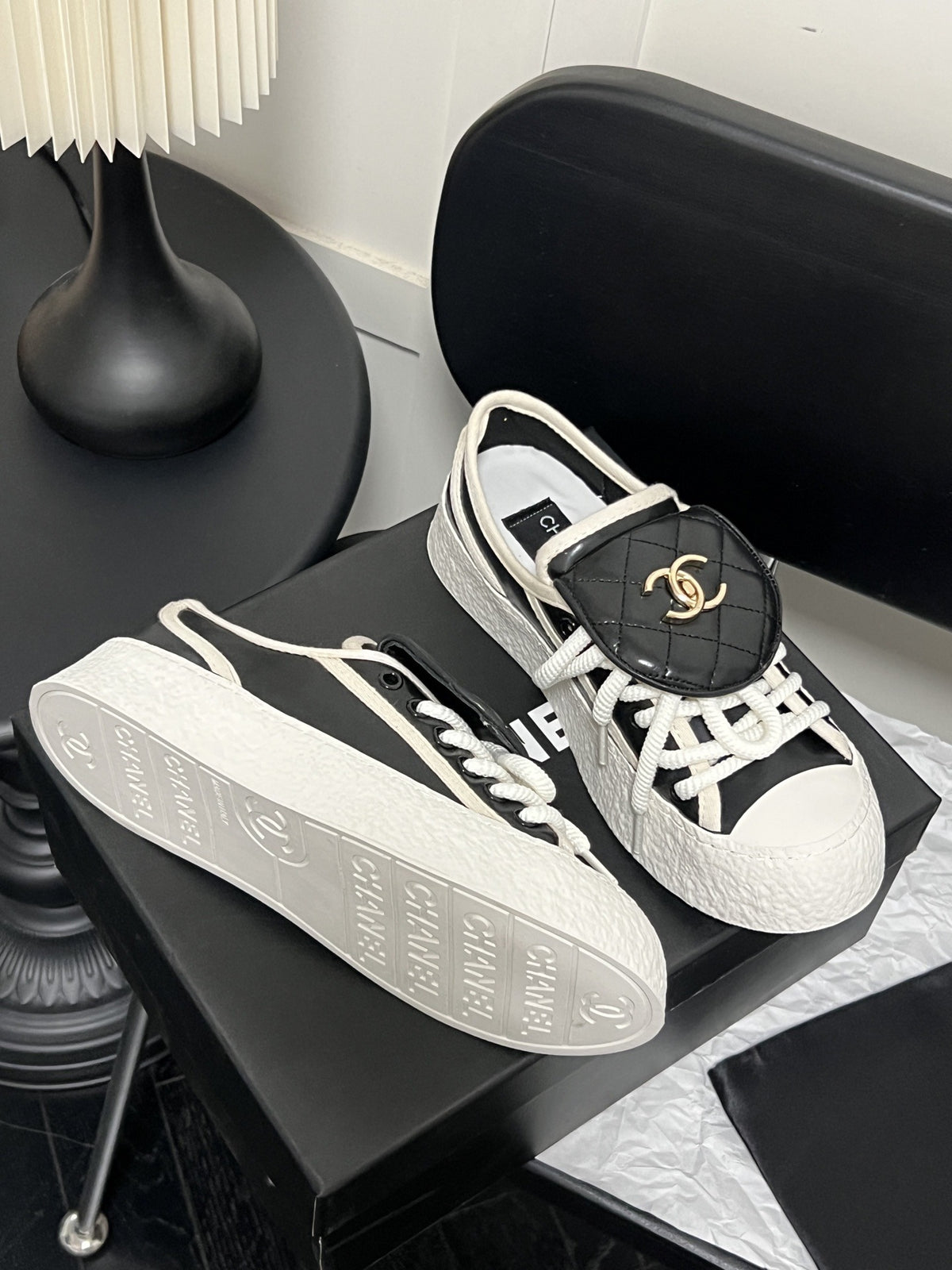 Chanel Leather Vintage-Finish Shoes