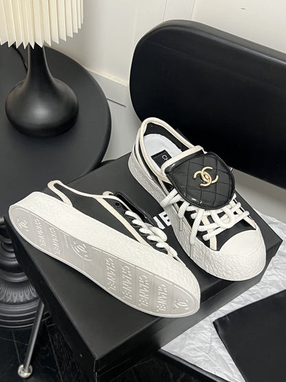 Chanel Leather Vintage-Finish Shoes