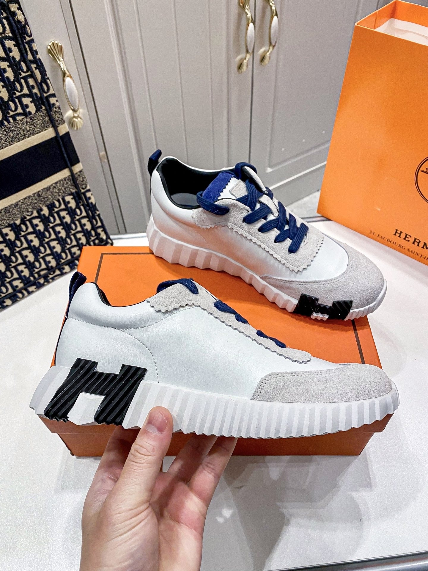 Hermes Lambskin Leather Sneakers