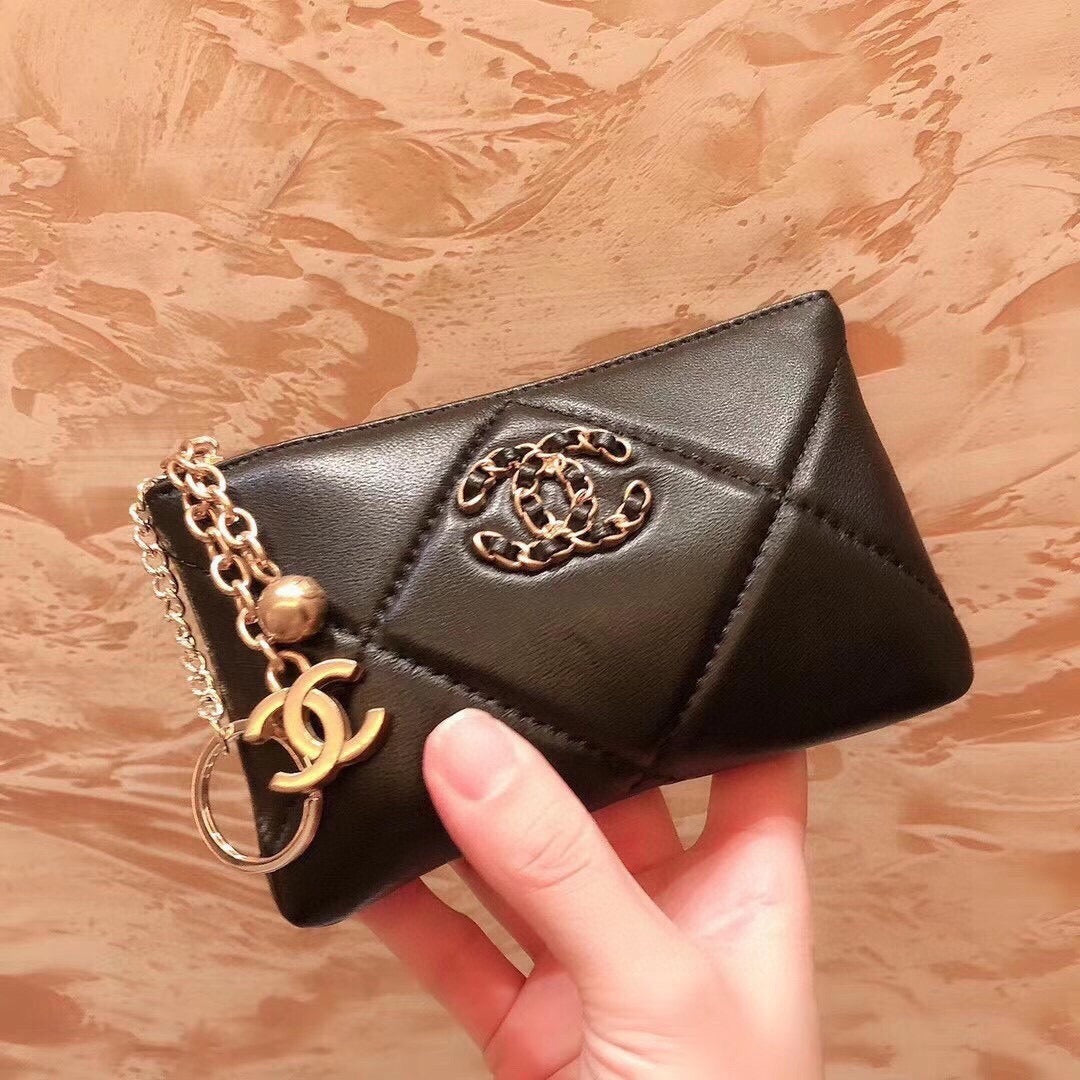 Chanel Black Lambskin Leather Wallet