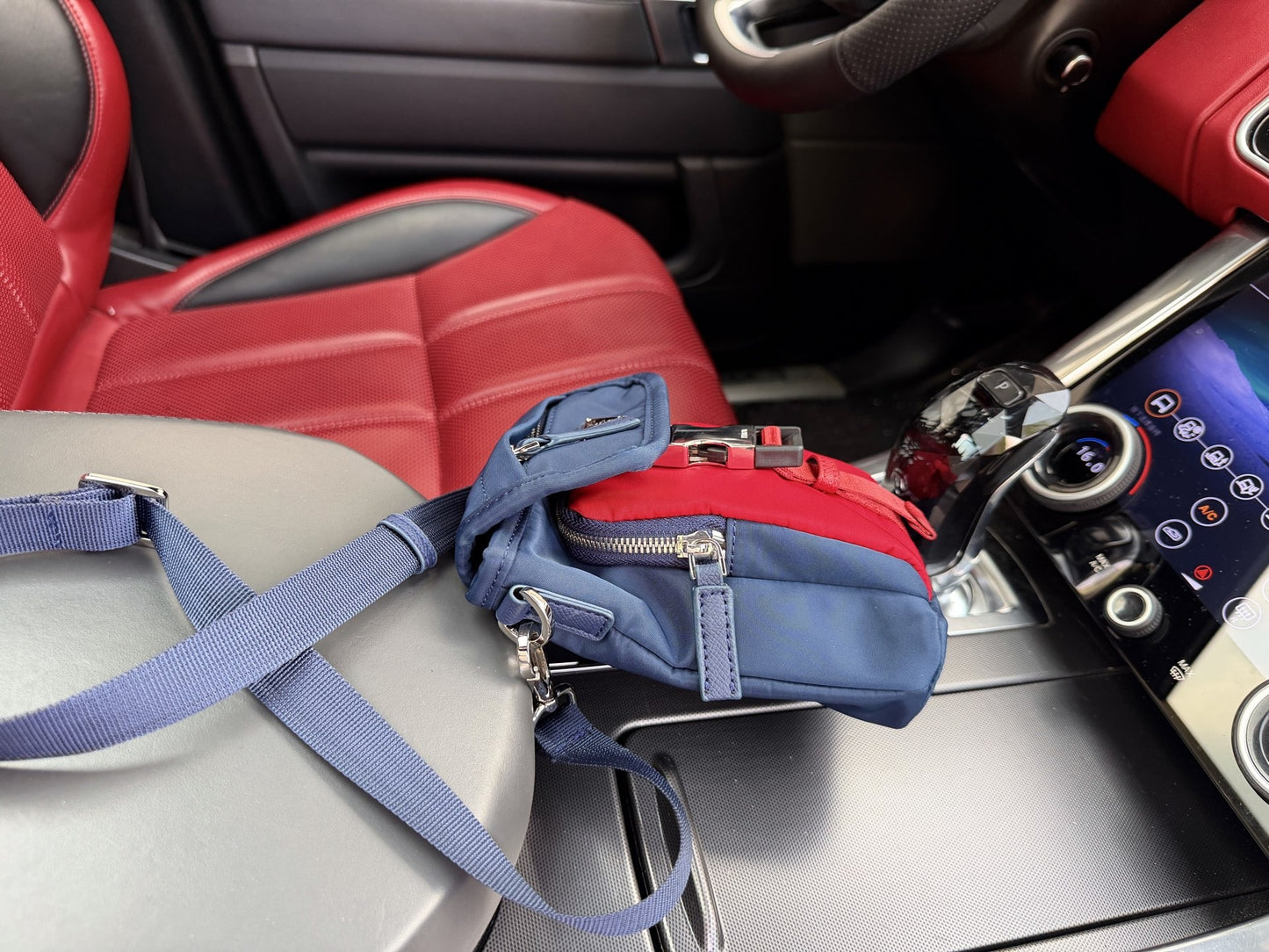 Prada Red Nylon & Leather Logo Shoulder Bag