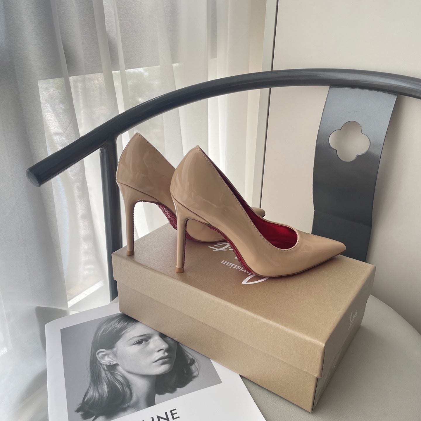 Celine Patent Leather & Lambskin Leather Pointed Toe Heels