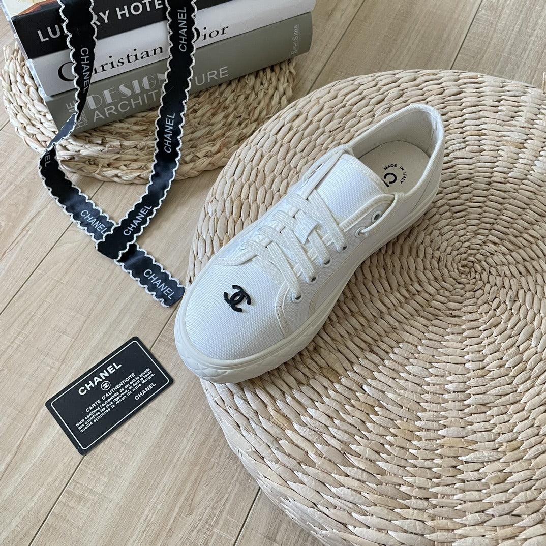 Chanel Canvas & Lambskin Leather Sneakers