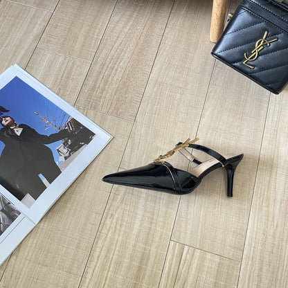 Saint Laurent Lambskin Leather Logo Sandals