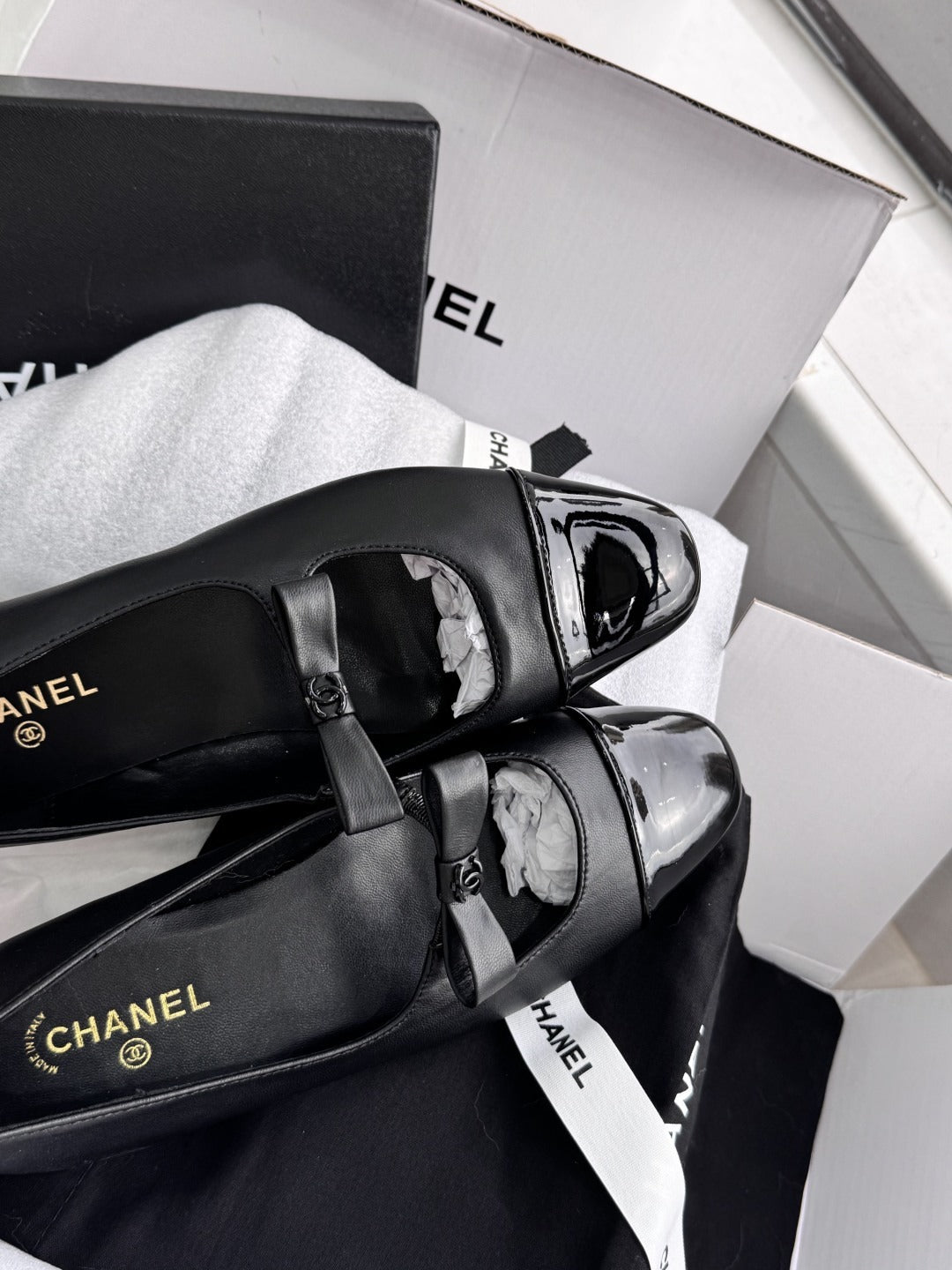 Chanel Patent Leather Bow Shoes