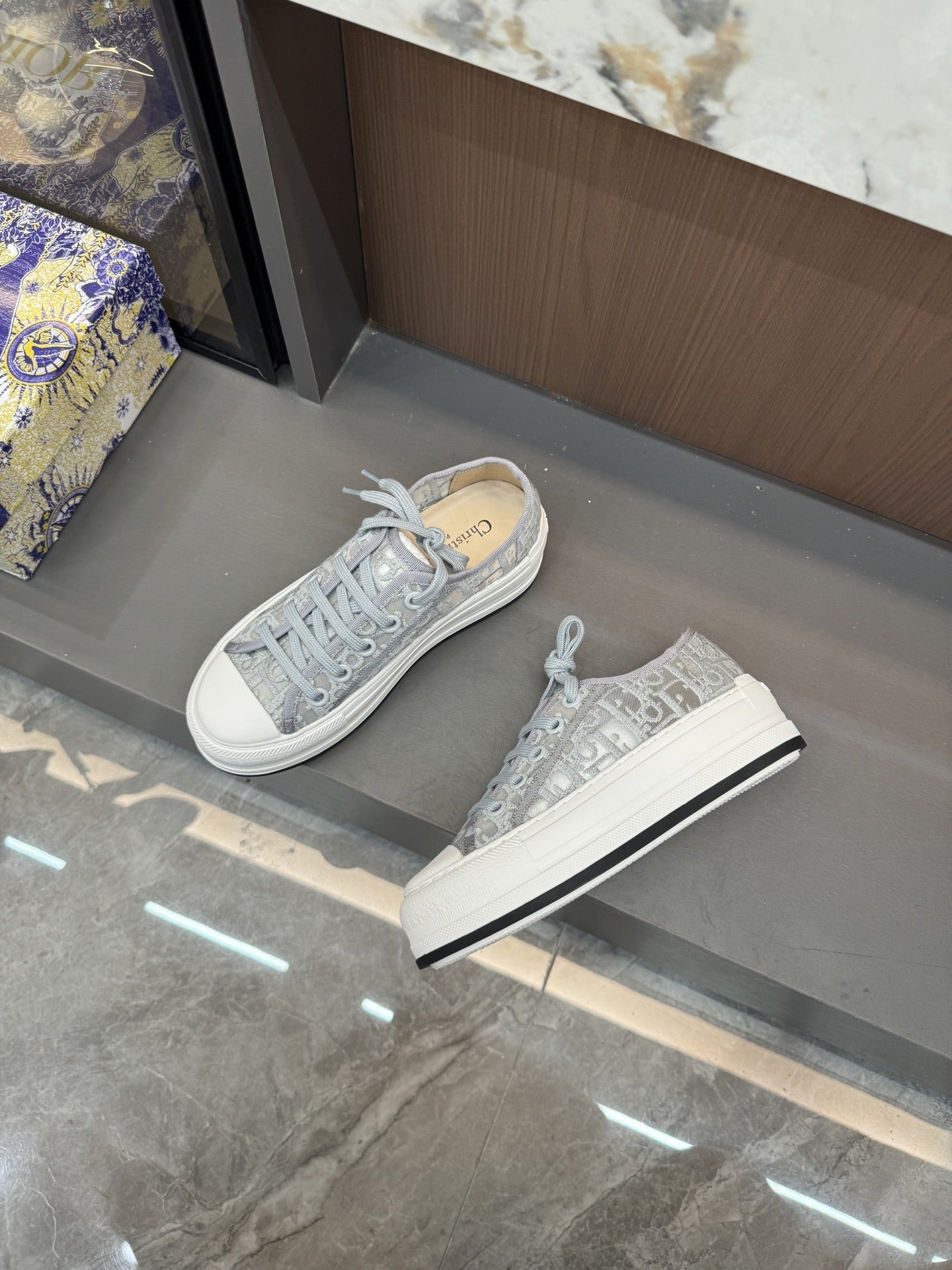 Dior Women Cotton & Lambskin Leather Embroidered Shoes