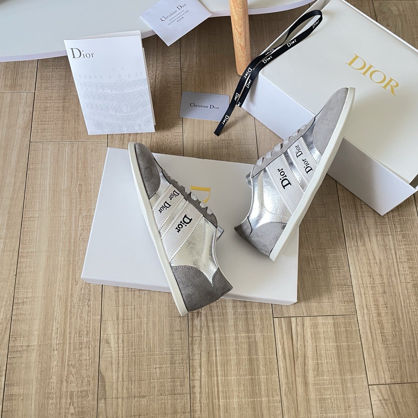Dior Leather Vintage-Finish Sneakers
