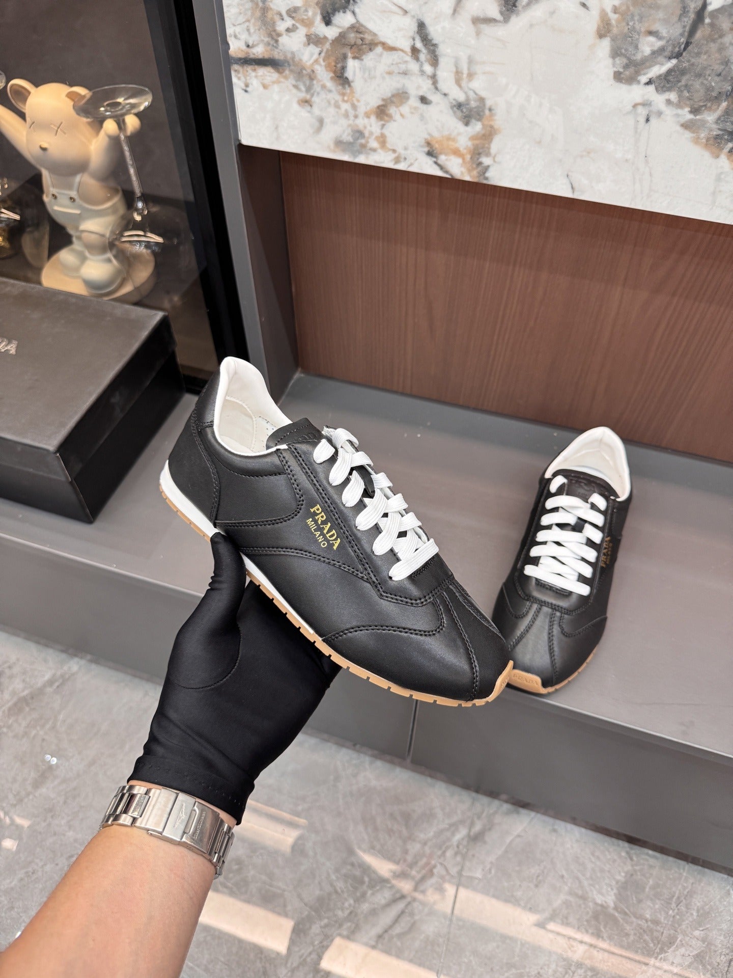 Prada Lambskin Leather Sneakers