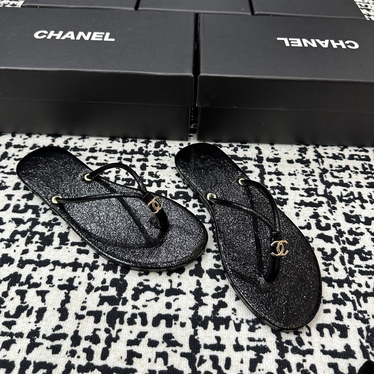Chanel Lambskin Leather Slides