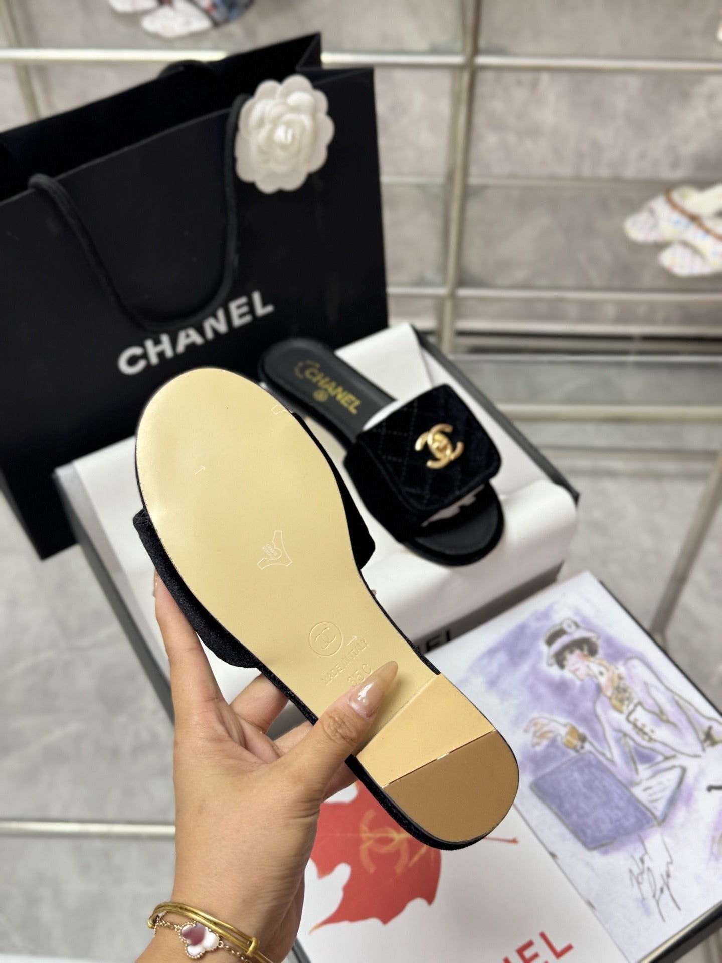 Chanel Lambskin Leather Slides