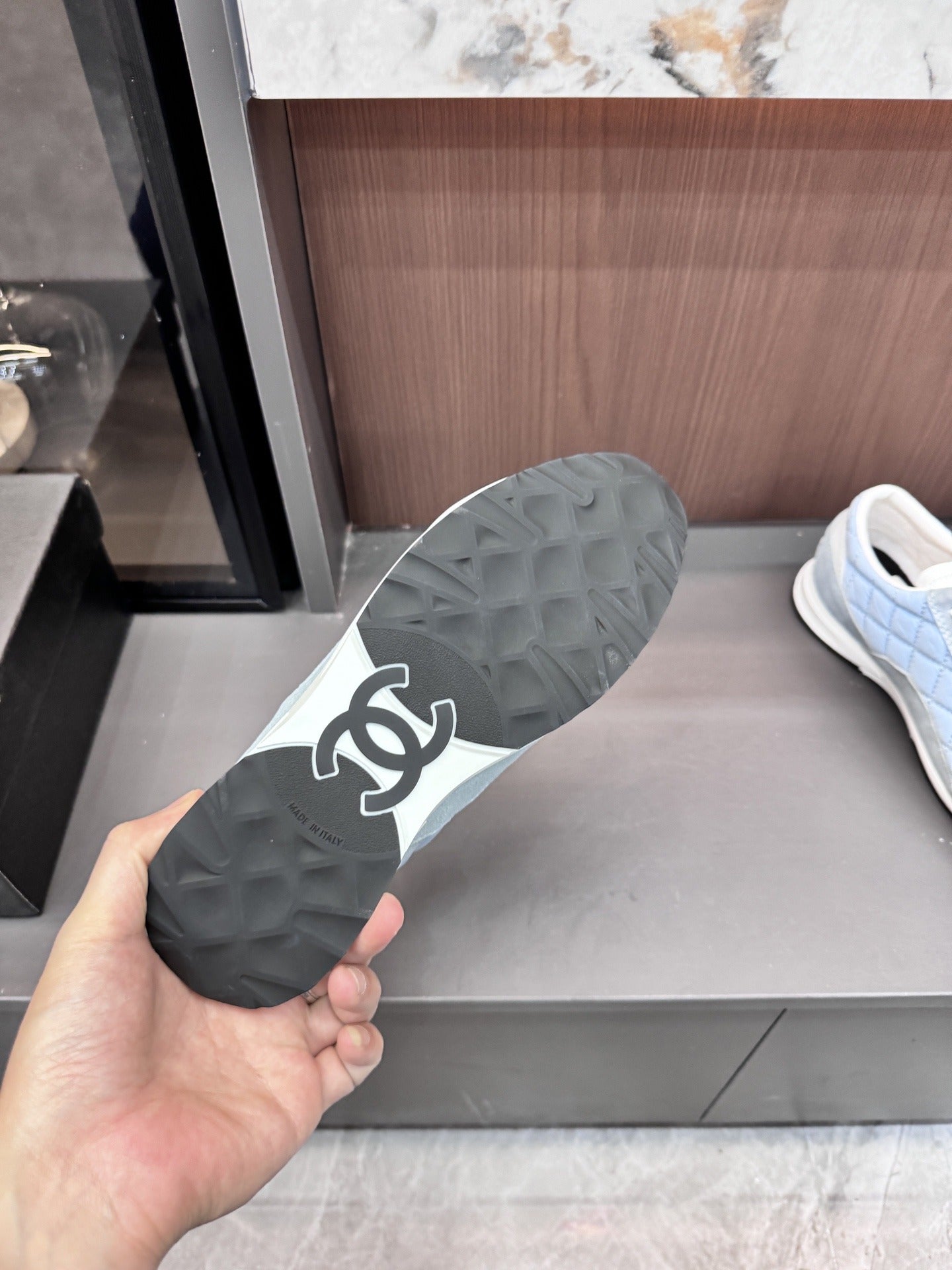 Chanel Black Lambskin Leather Logo Sneakers