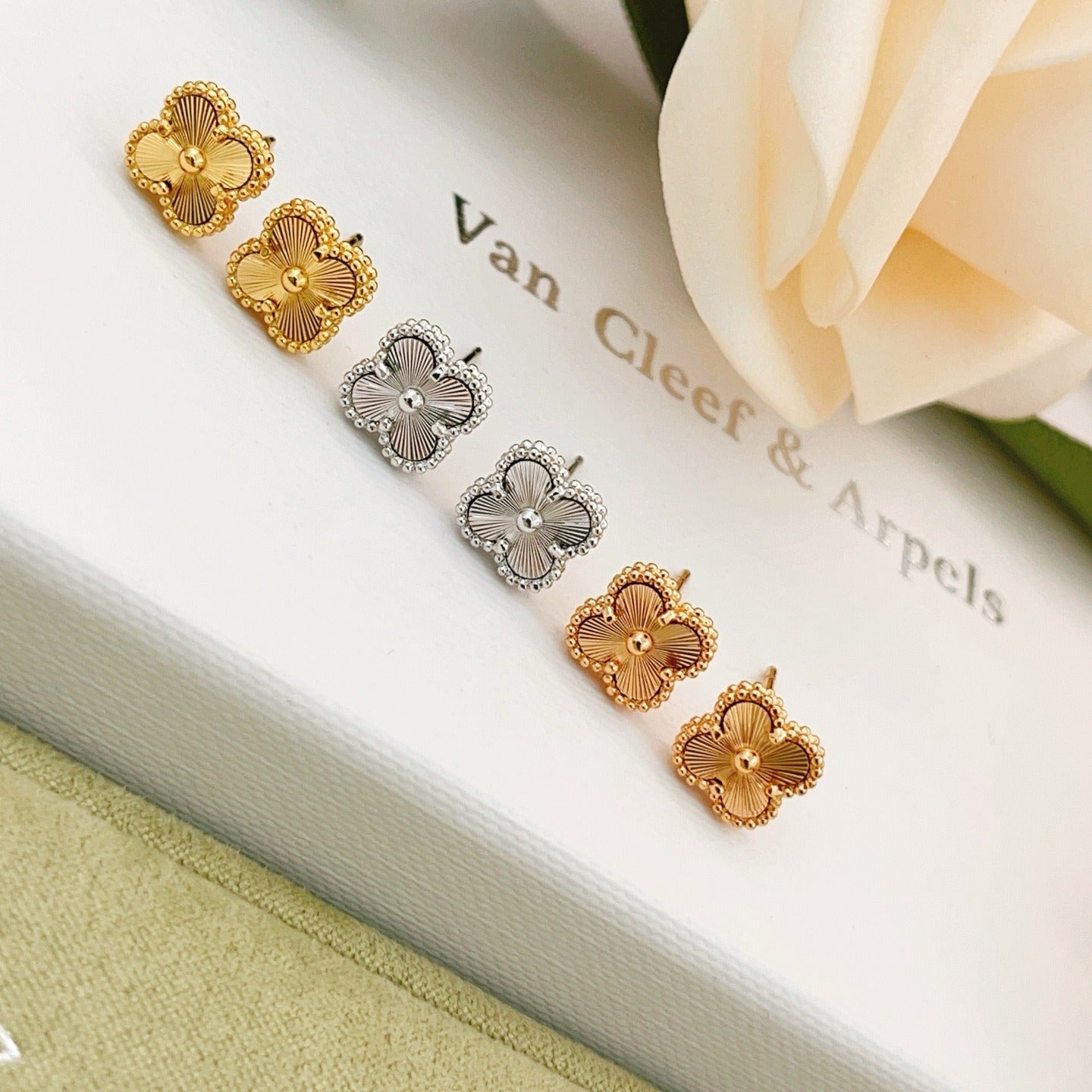 Van Cleef & Arpels Silver Brass Earrings
