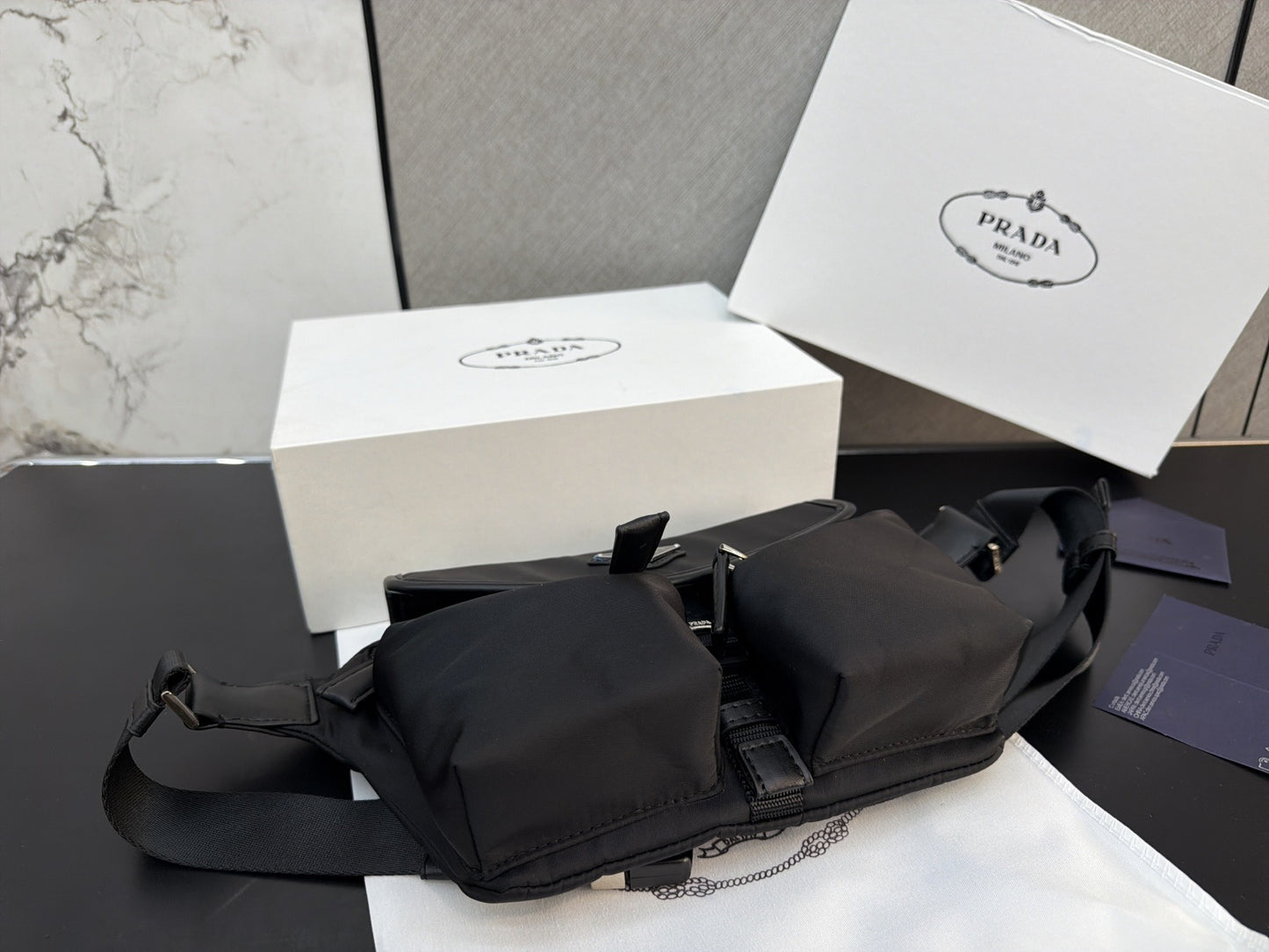 Prada Nylon & Leather Enamel Crossbody Bag