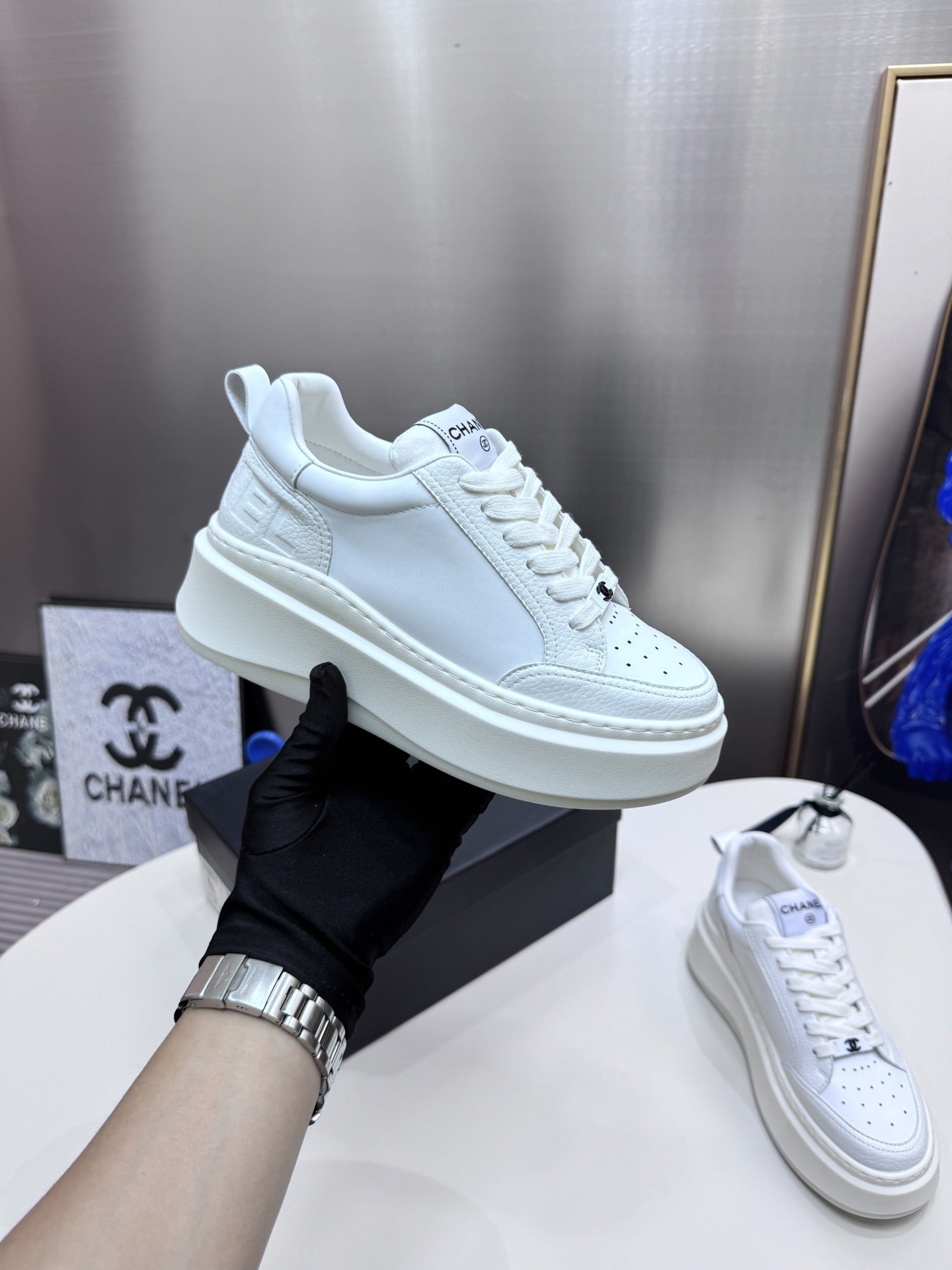 Chanel Leather Tennis Shoes