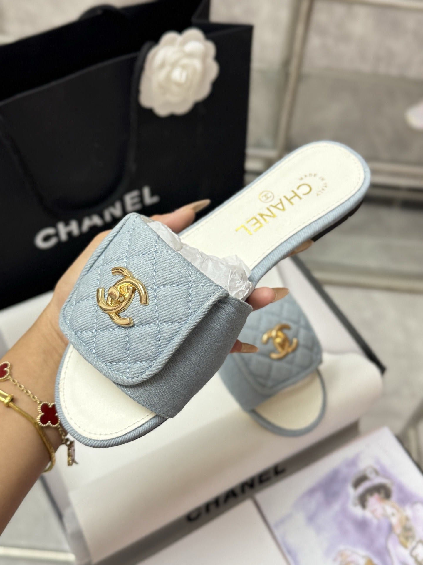 Chanel Lambskin Leather Slides