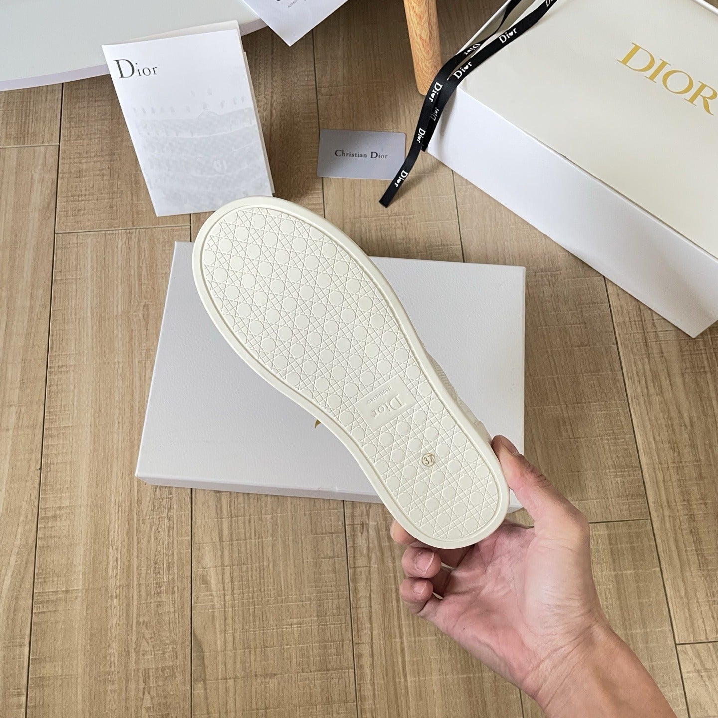 Dior Leather Vintage-Finish Sneakers