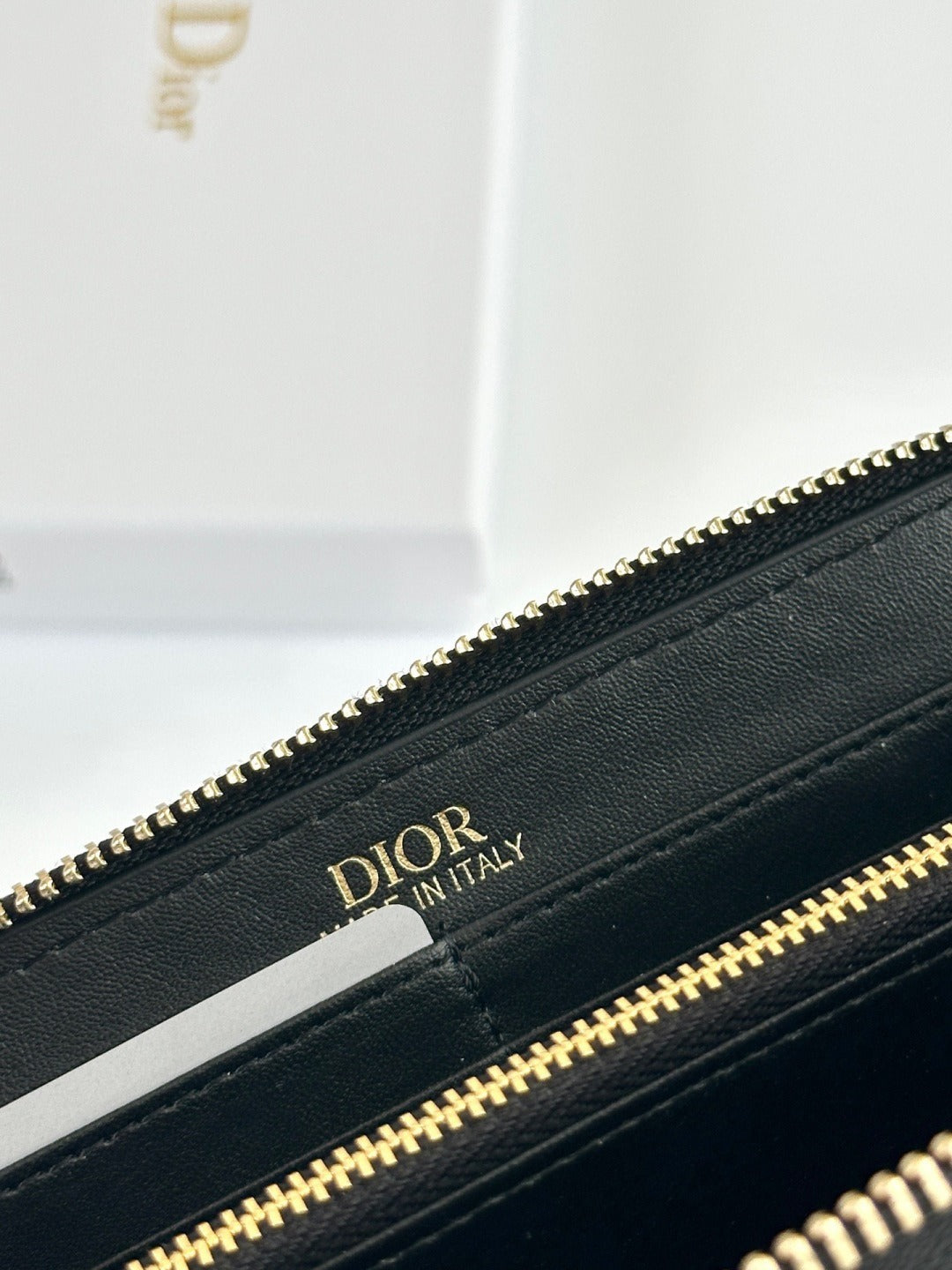 Dior Black Leather Zip Wallet