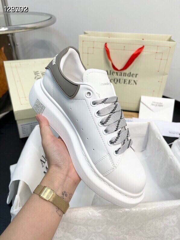 Alexander McQueen Women White Lambskin Leather Logo Sneakers