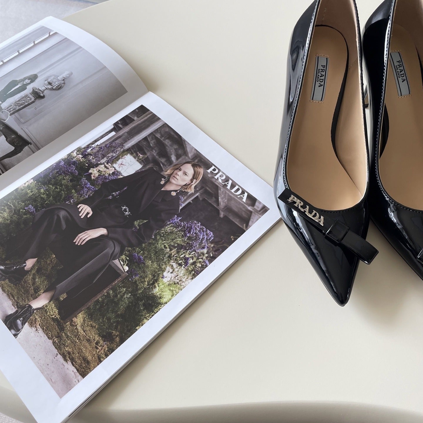 Prada Lambskin Leather Bow Heels