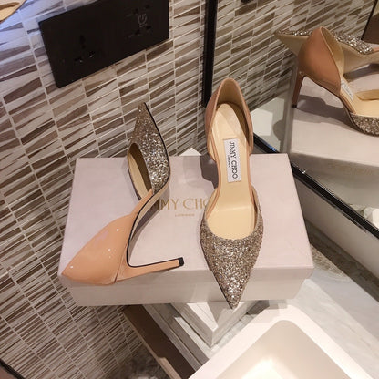 Jimmy Choo Black Lambskin Leather Pointed Toe Heels