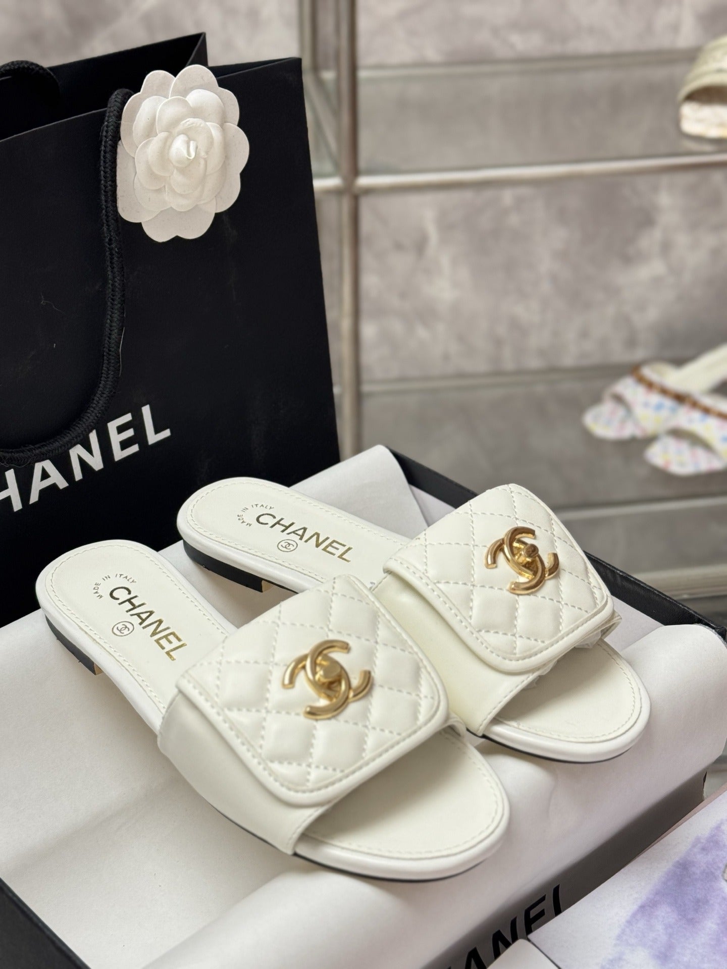 Chanel Lambskin Leather Slides