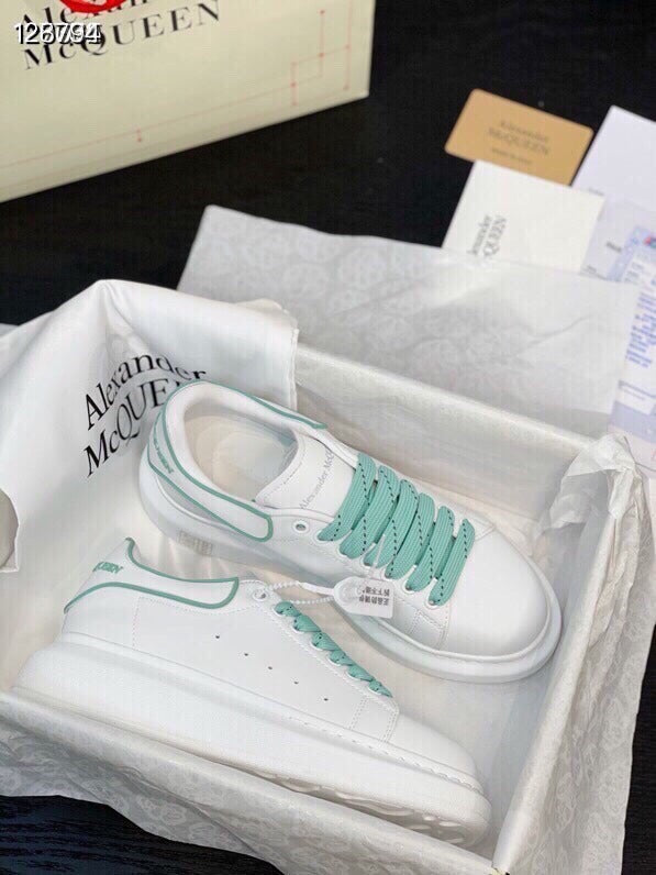 Alexander McQueen Women White Lambskin Leather Logo Sneakers