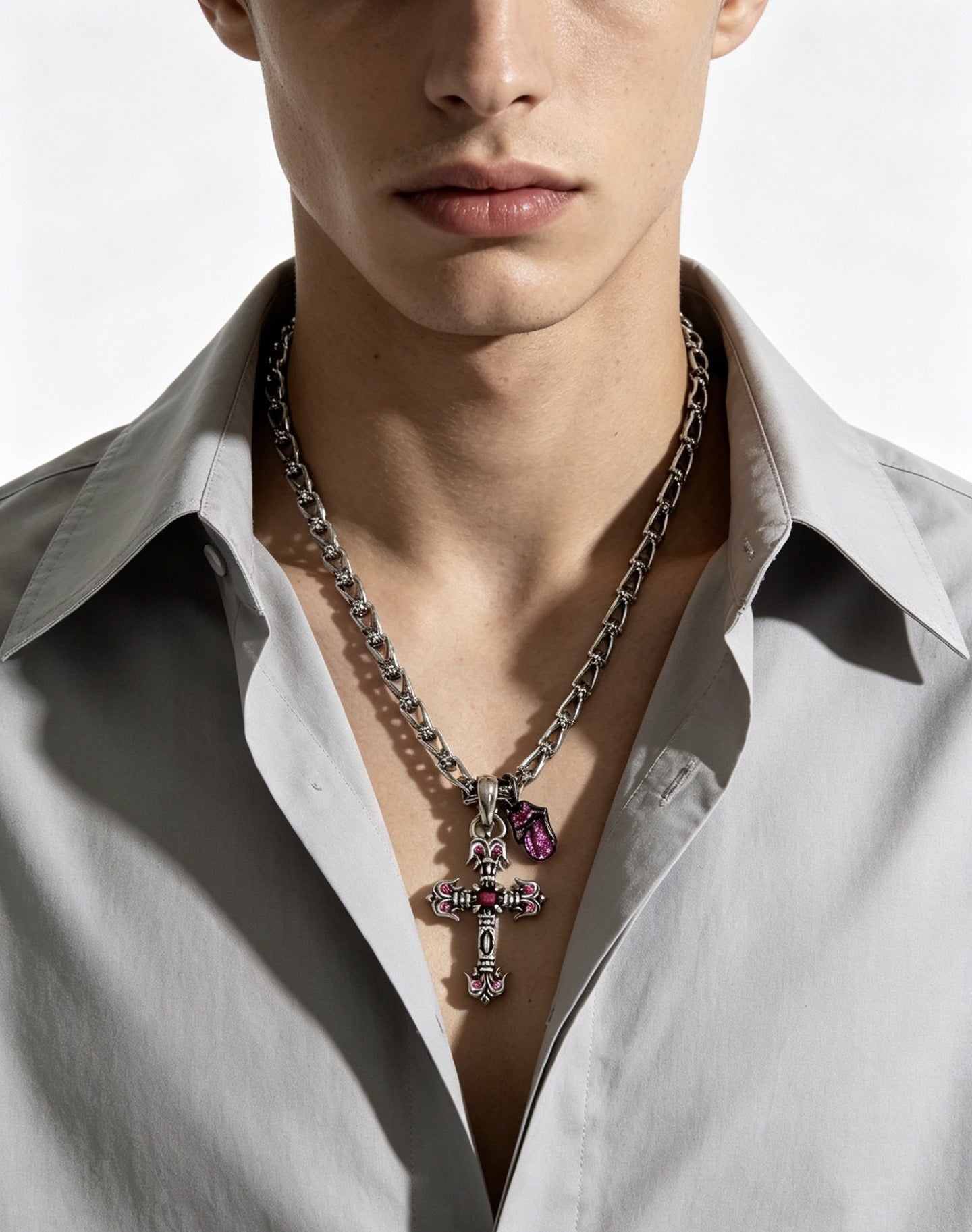 Chrome Hearts Sterling Silver Cross Necklace