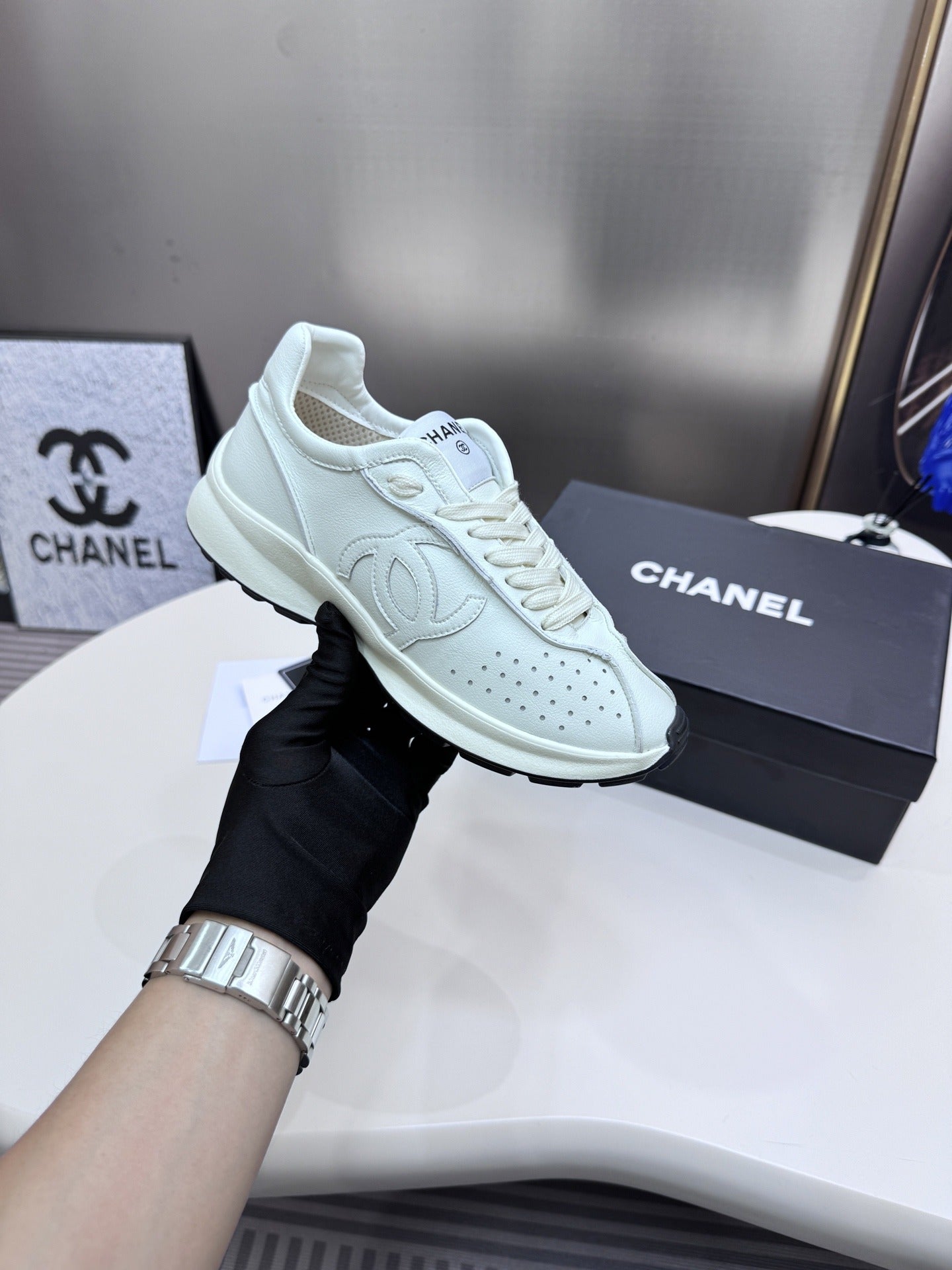 Chanel Leather Tennis Sneakers