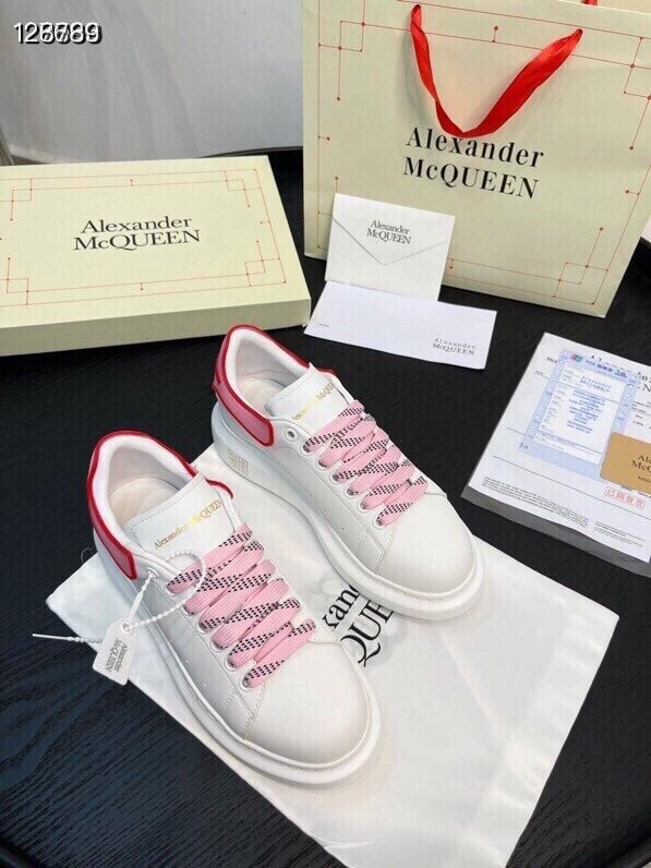 Alexander McQueen Women White Lambskin Leather Logo Sneakers