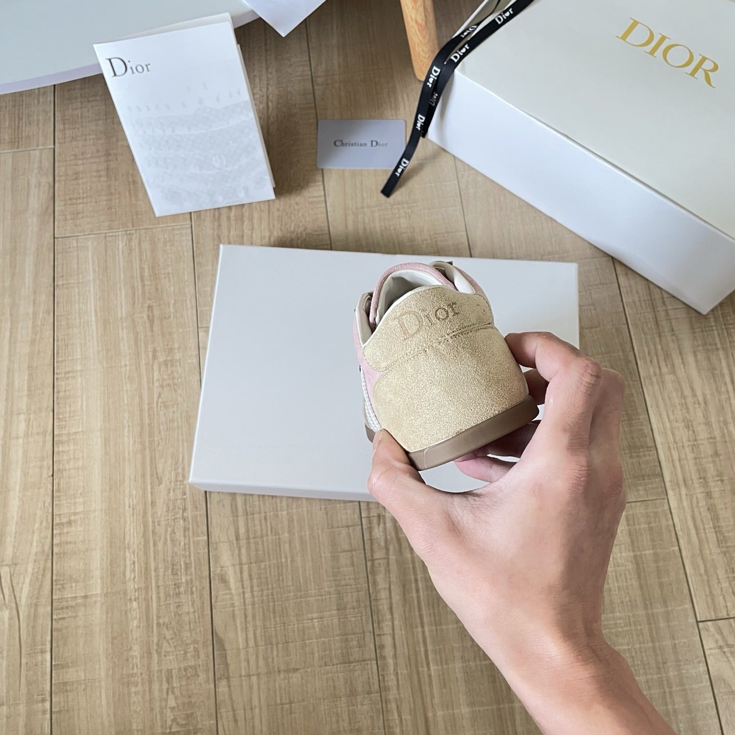 Dior Leather Vintage-Finish Sneakers