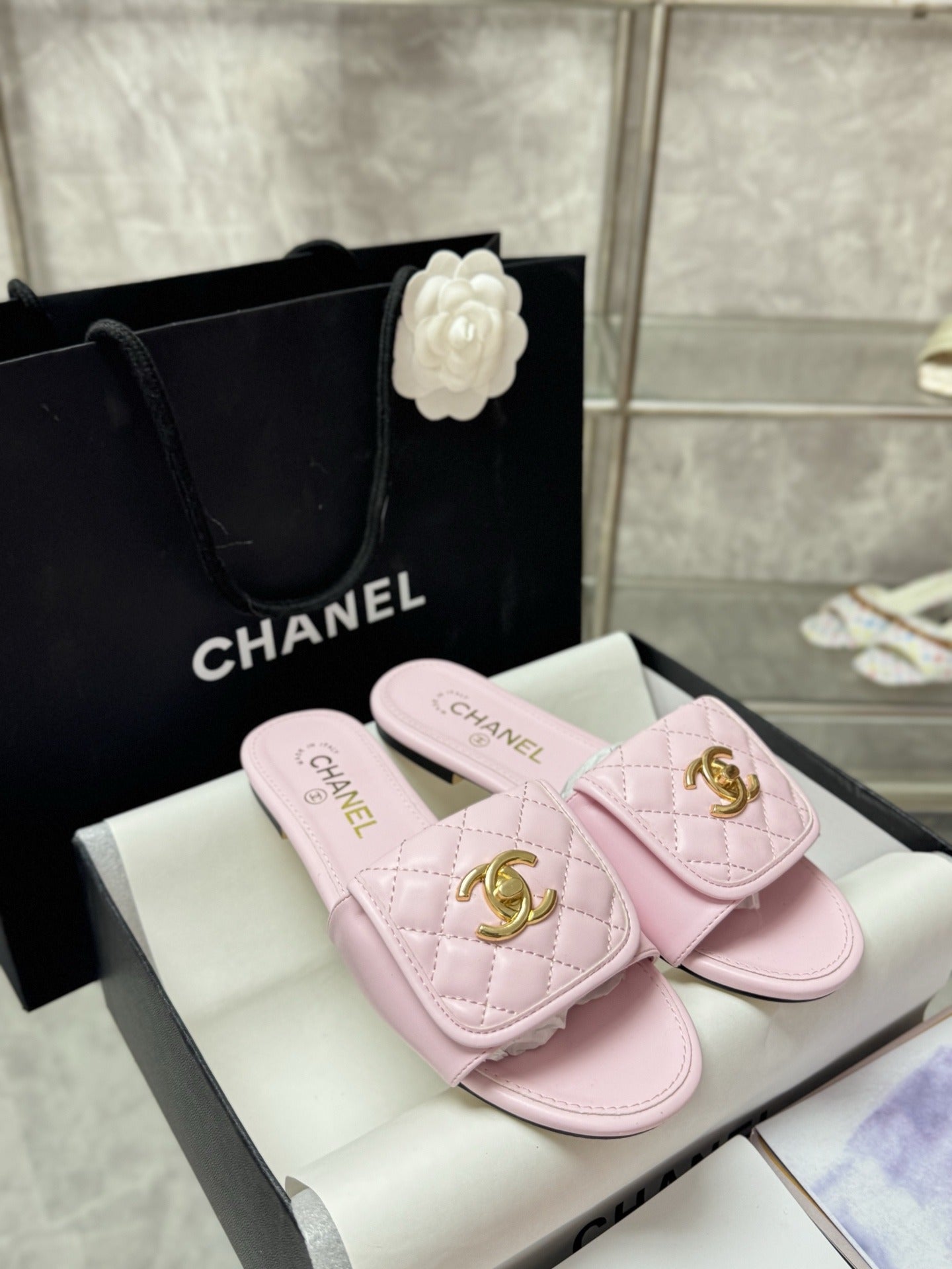 Chanel Lambskin Leather Slides