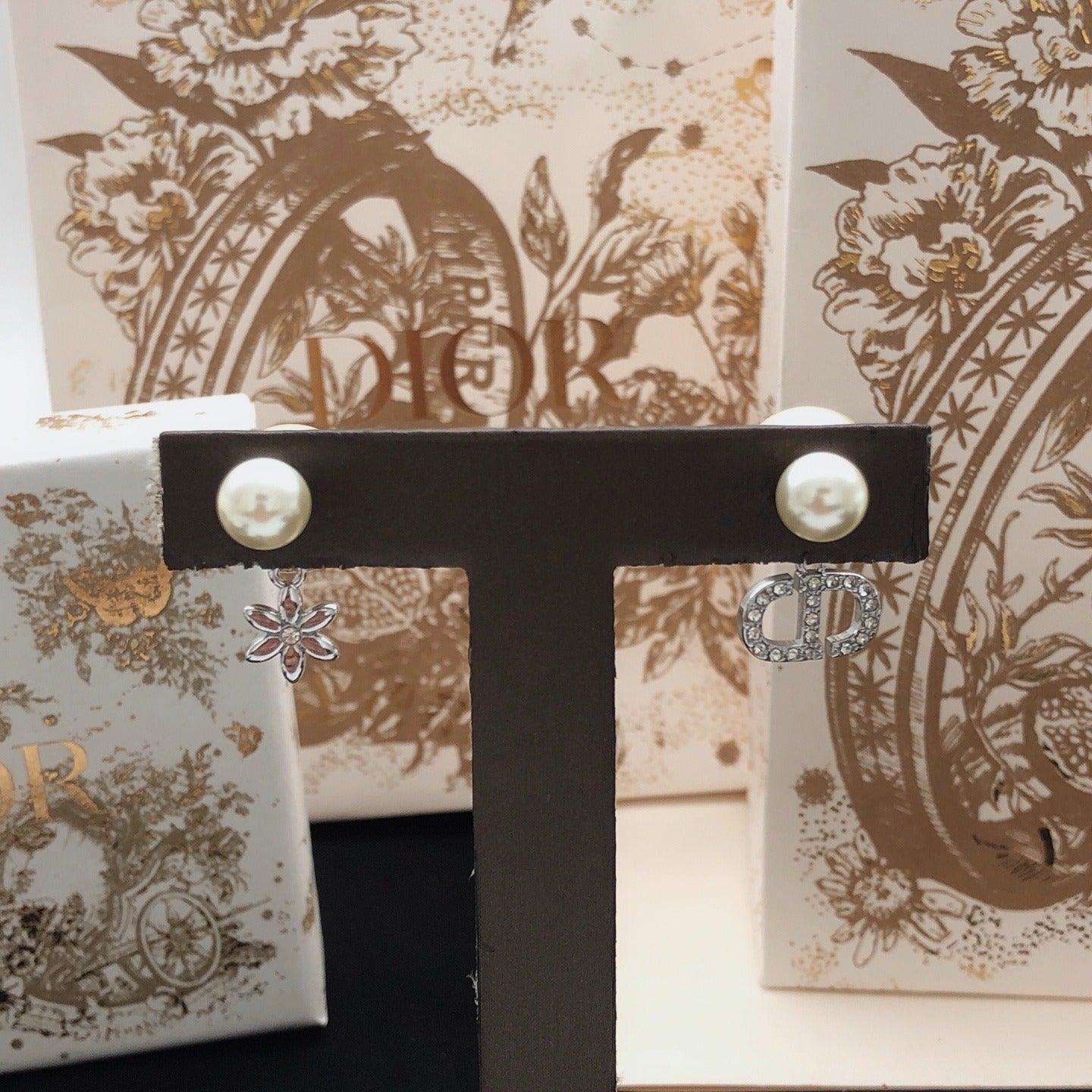 Dior Brass Floral Earrings