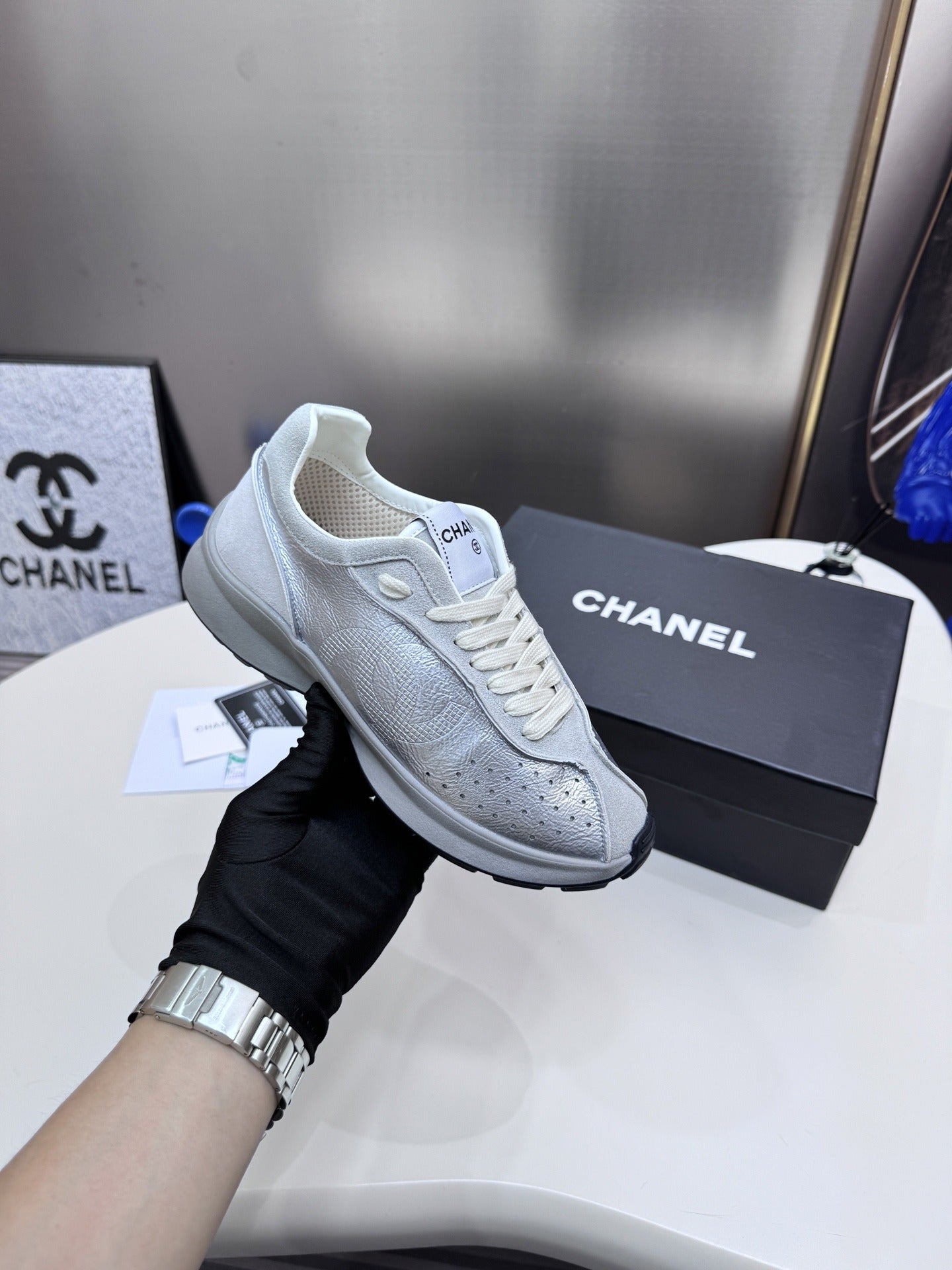 Chanel Leather Tennis Sneakers