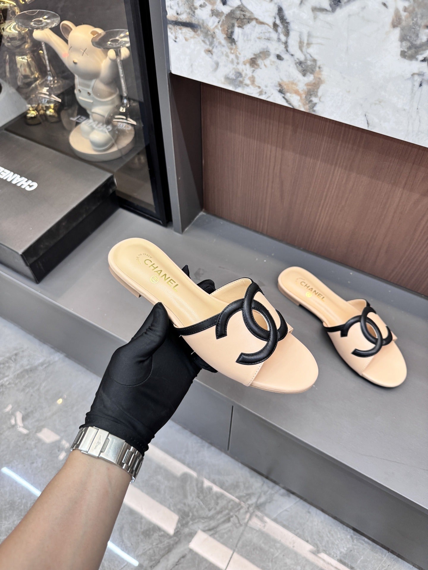Chanel Lambskin Leather Openwork Slides