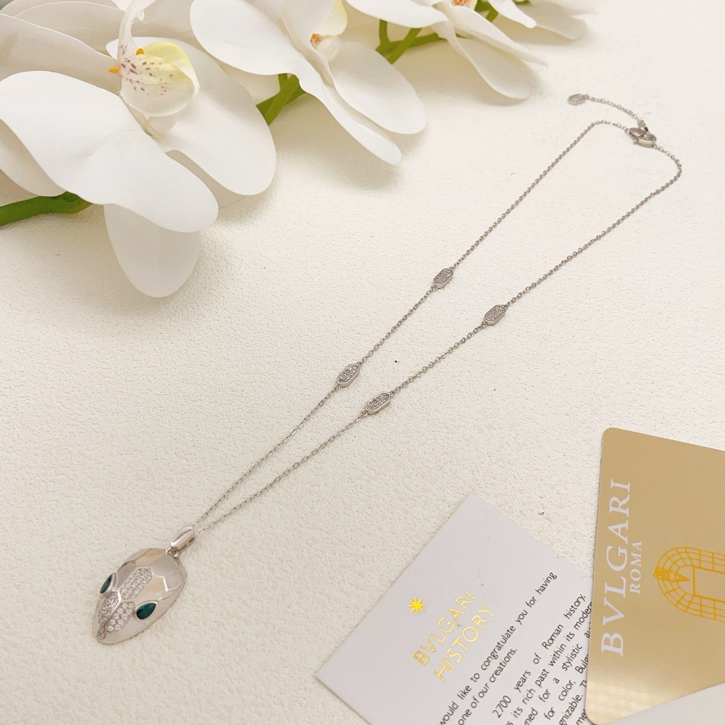 Bvlgari Silver Brass Serpent Necklace