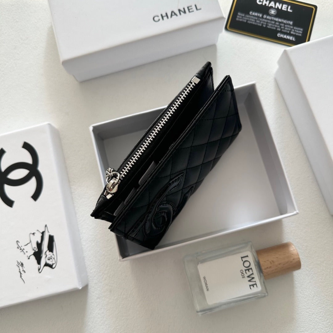 Chanel Black Lambskin Leather Wallet