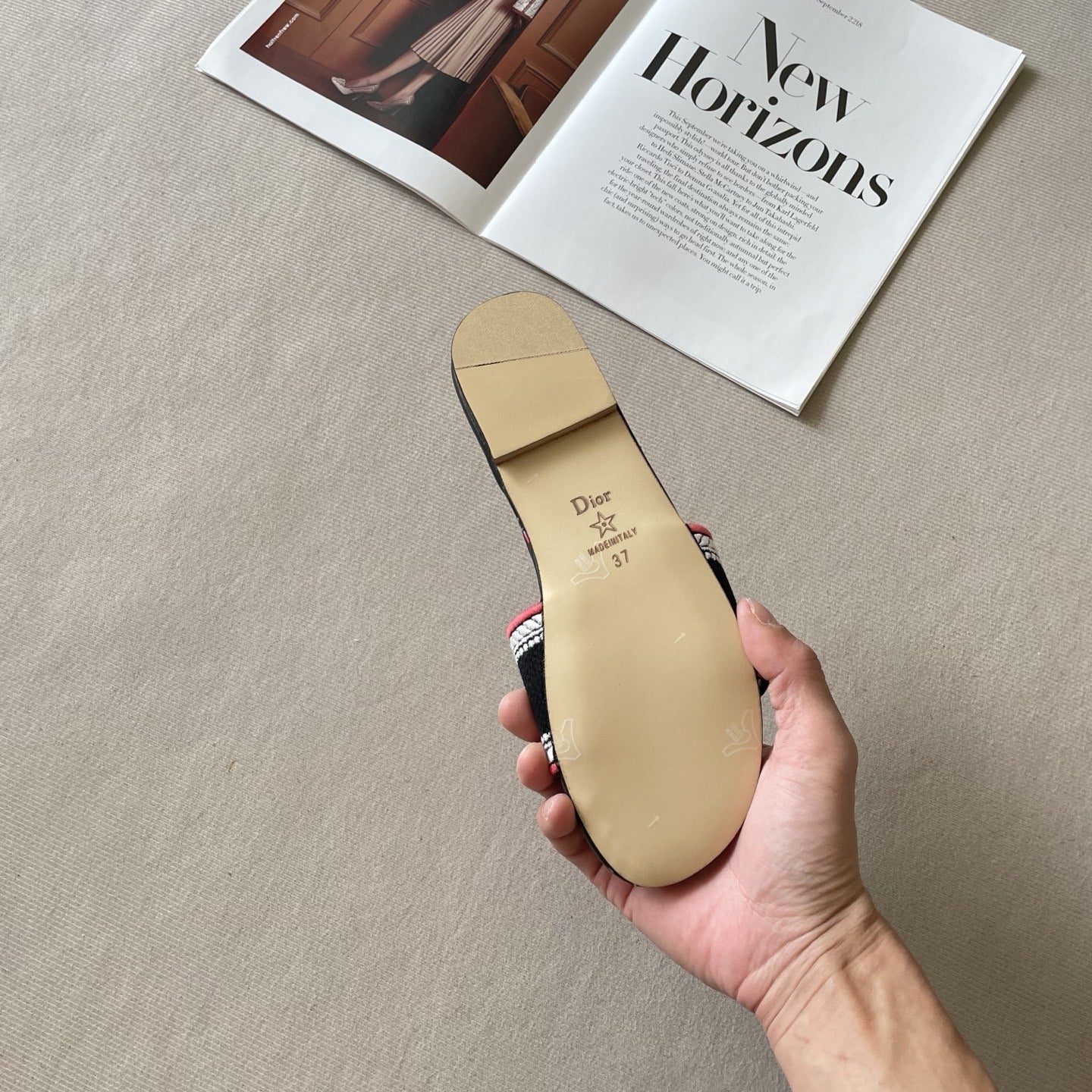 Dior Leather Embroidered Slides