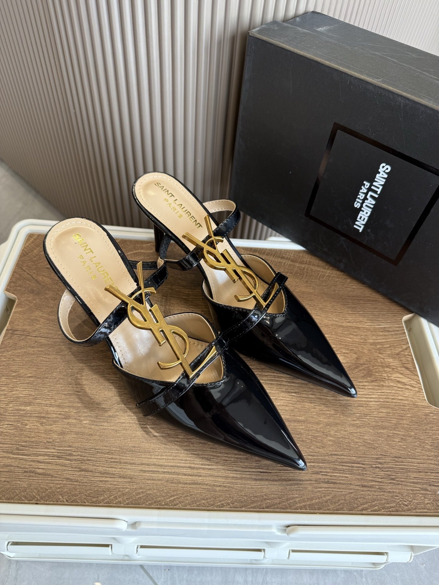 Saint Laurent Black Pointed Toe Heels