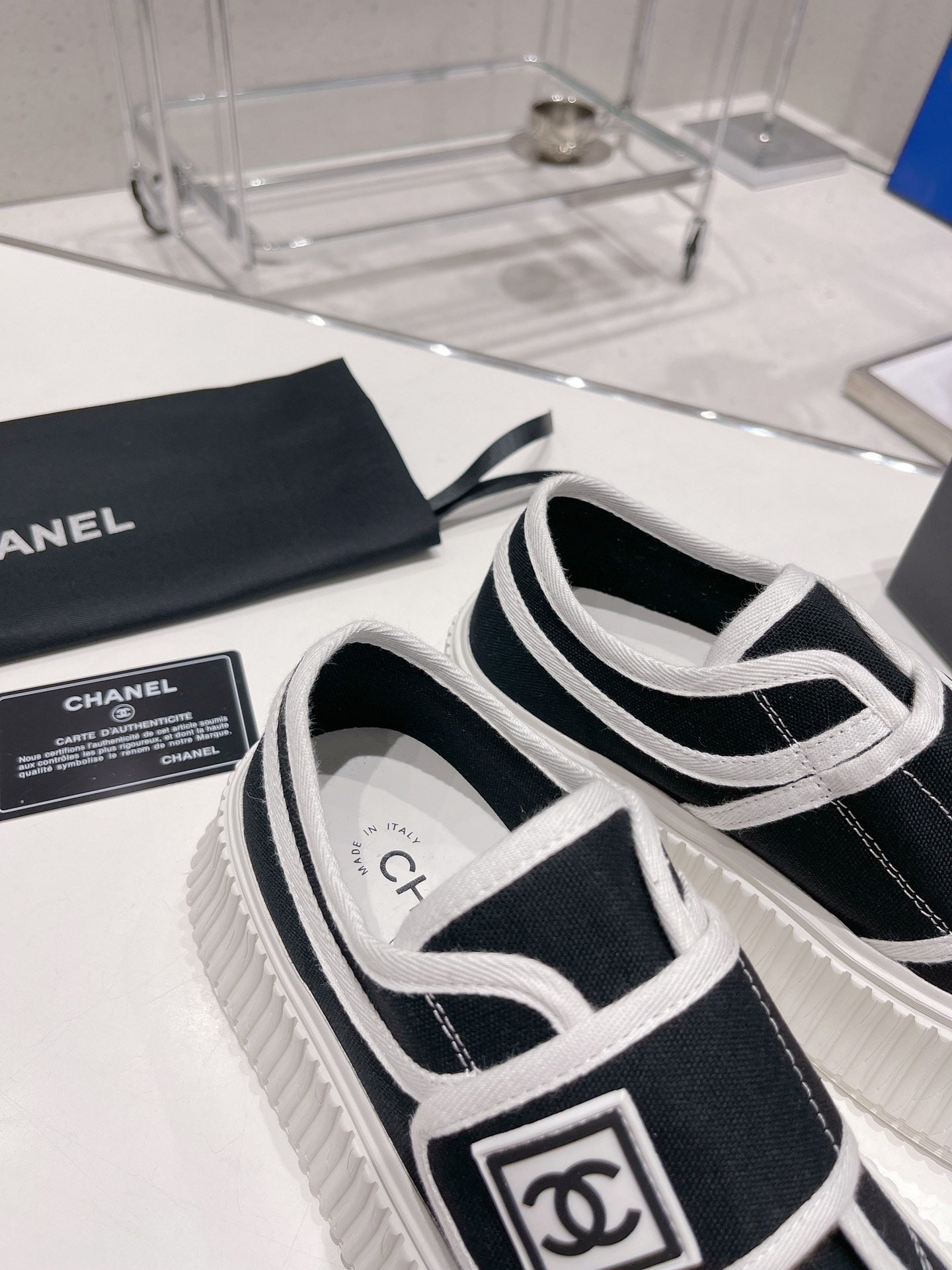 Chanel Canvas & Leather Vintage-Finish Canvas Shoes