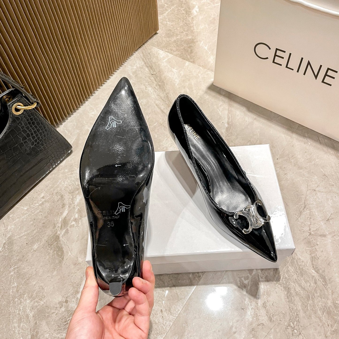 Celine Calfskin Leather Pointed Toe Heels